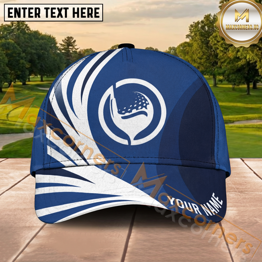 Maxcorners Golf Blue Swirl Design Personalized Cap
