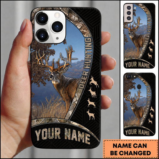 Maxcorners Hunting Deer Blue Mountain Camo Customized Name Phone Case