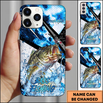Maxcorners Fishing Hook Lure Splash Artwork Personalized Name Phone Case Gift For Anglers (12 Fish Species)