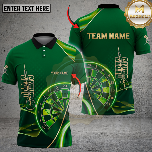 Maxcorners Darts Polo Shirt Neon Dartboard Modern Sports Multicolor Options Personalized Name, Team Name 3D Shirt (4 Colors)