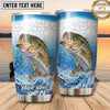 Maxcorners Fishing Tumbler White Aqua Hexagon Splash Design Personalized Name Tumbler (13 Species)
