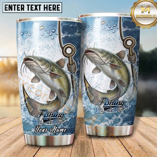 Maxcorners Fishing Tumbler Water Droplet Hook Design Personalized Name Tumbler (13 Species)