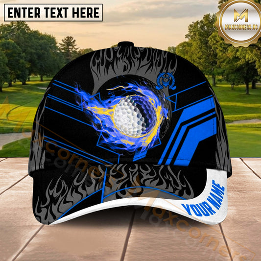 Maxcorners Golf Flaming Ball Tribal Graphic Personalized Name 3D Classic Cap