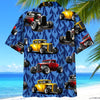 Maxcorners Personalized Hot Rod Blue Fire Hawaiian Shirt