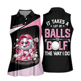 Maxcorners It Takes A Lot of Balls To Golf The Way I Do Custom Womens Golf Polo Shirt, Womens Golf Gifts