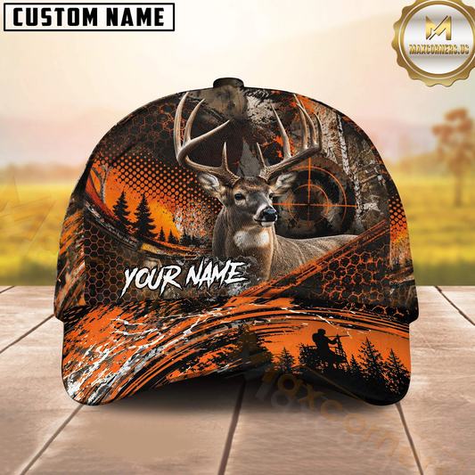 Maxcorners Whitetail Deer Hunting Orange Target Camo Multiple Options Personalized Name 3D Cap