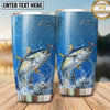Maxcorners Fishing Tumbler Bright Blue Water Ripple Design Personalized Name Tumbler (13 Species)