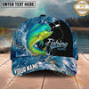 Maxcorners Fishing Blue Ocean Foam Happy Quote Personalized Name 3D Cap (12 Fish Species)