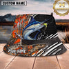 Maxcorners Fishing Green Flame Camo Fishing Scene Personalized Name 3D Bucket Hat (13 Fish Species)