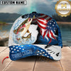 Maxcorners Fishing Largemouth Bass USA Flag Custom Name Personalized Cap (12 Fish Species)