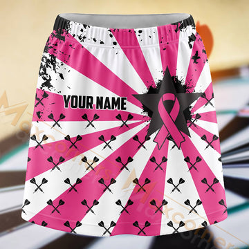Maxcorners Darts Pink Ribbon Starburst Dartboard Personalized 3D Skort, Skirts With Shorts