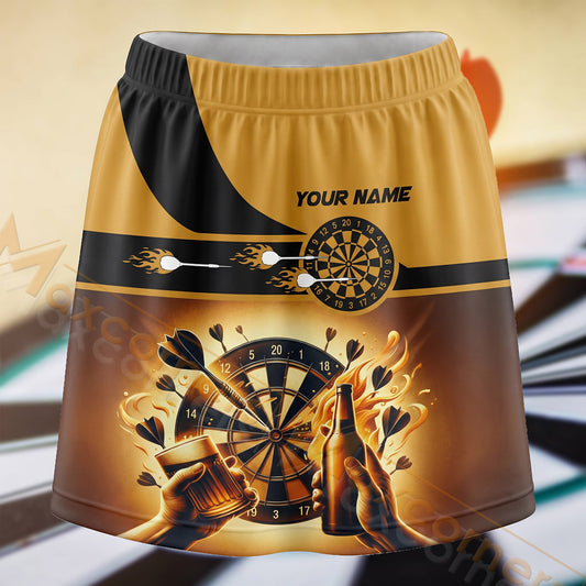 Maxcorners Darts Golden Warrior Dartboard Personalized 3D Skort, Skirts With Shorts