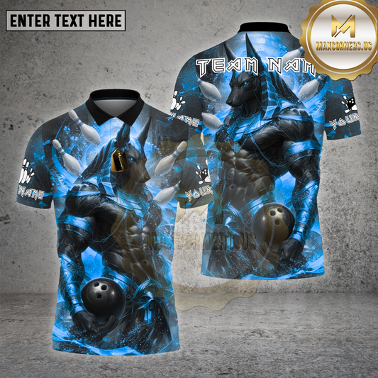 Maxcorners Bowling Shirt Anubis Golden Warrior Multioptions Personalized Name, Team Name Unisex 3D Shirt (4 Colors)