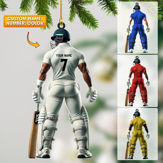 Maxcorners Cricket Ball Player Christmas Ornament, Personalized Ornaments 2D Flat LM2211
