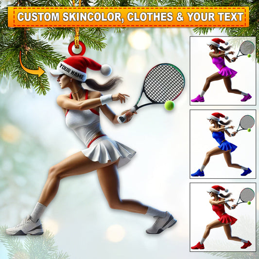 Maxcorners Tennis Woman Home Decor Christmas Ornament, Personalized Ornament 2D Flat LM2211