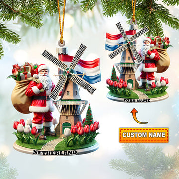 Maxcorners Santa Netherlands Christmas Ornament, Personalized Ornament 2D Flat LM2211