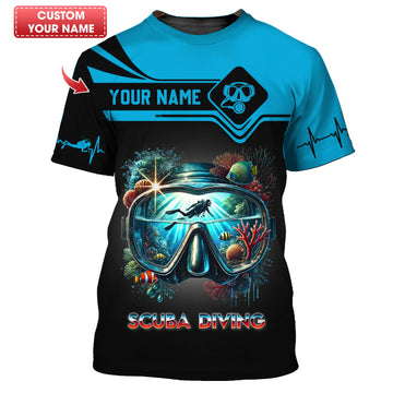 Maxcorners 3D Full Print Ocean In Scuba Mask Personalized Name Gift For Diver Lovers LM2111