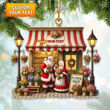 Maxcorners Custom Name Flower Shop Ornament, Flower Shop Christmas Decoration 2D Flat LM2111