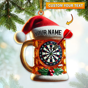 Maxcorners Custom Name Dart Santa Ornament, Christmas Gift 2D Flat LM2111