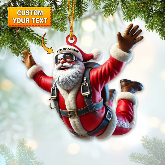 Maxcorners Santa Skydiving Christmas Ornament, Personalized Ornament 2D Flat LM2211