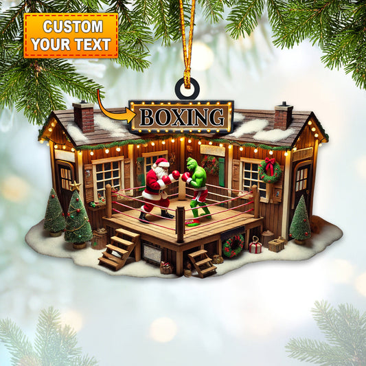 Maxcorners Custom Name Santa Boxing Ornament, Boxing Lover Christmas Gift 2D Flat LM2111