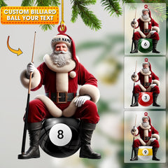 Maxcorners Billiard Santa Christmas Ornament, Personalized Ornament4 2D Flat LM2211