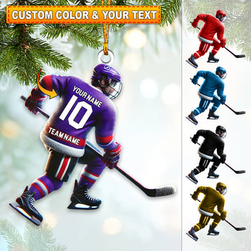 Maxcorners Custom Name and Number Ice Hockey Ornament, Christmas Gift Decoration 2D Flat LM2111