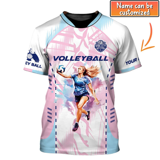 Maxcorners Pink Volleyball Signature Personalized Name Shirt