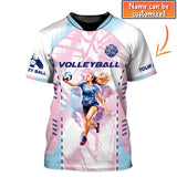 Maxcorners Pink Volleyball Signature Personalized Name Shirt