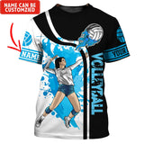 Maxcorners Volleyball Blue Customized Name 3D Unisex Shirt