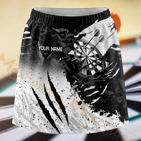 Maxcorners Darts Black White Claw Slash Dartboard Personalized 3D Skort, Skirts With Shorts