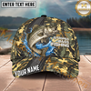 Maxcorners Fishing Camo Skeleton Water Splash Personalized Name 3D Cap (12 Fish Species)