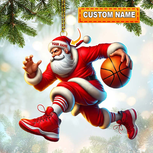 Maxcorners Basketball Santa Christmas, Home Decor, Christmas Ornament, Personalized Ornament 2D Flat LM2111