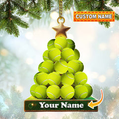 Maxcorners Tennis Ball Tree Christmas Ornament, Personalized Ornament4 2D Flat LM2211