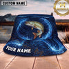 Maxcorners Fishing Blue Water Vortex Fish Scale Personalized 3D Bucket Hat (13 Fish Species)