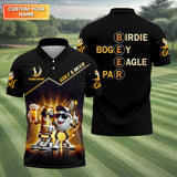 Maxcorners Golf And Beer Custom Men's Golf Polo Shirt, Funny Golf Apparel, Fun Golf Shirts For Men