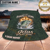 Maxcorners Fishing Sunset Fishing Scene with Bold Angler Personalized Name 3D Bucket Hat (13 Fish Species)