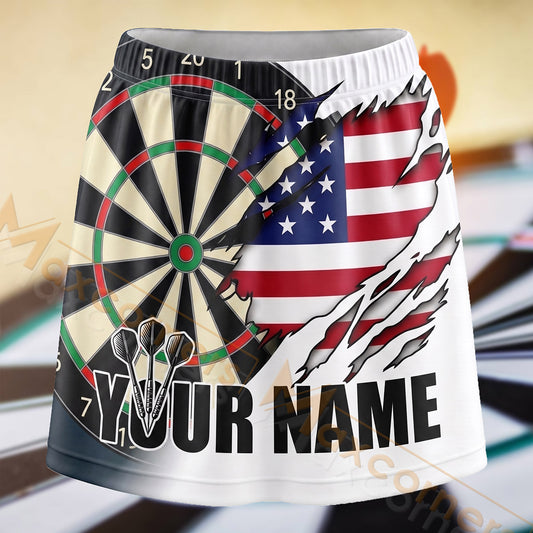 Maxcorners Darts American Flag Giant Dartboard Personalized 3D Skort, Skirts With Shorts