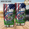 Maxcorners Fishing Tumbler Patriotic Flag Grass Design Personalized Name Tumbler (13 Species)