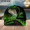 Maxcorners Fishing Angler Green Flame Custom Name Personalized Cap  (12 Fish Species)