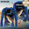 Maxcorners Saltwater Fish Fishing Neon Sport Jersey Style Personalized Name, Team Name Long Sleeve Shirt (6 Breeds)
