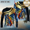 Maxcorners Fishing Luxury Gold Wave Water Splash Design Personalized Name, Team Name Long Sleeve Shirt (9 Breeds)