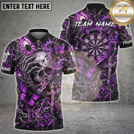 Maxcorners Gothic Skull Butterfly Lightning Darts Shirt Multicolor Options Personalized Name, Team Name 3D Shirt (4 Colors)