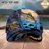 Maxcorners Fishing  Sunset Ocean Camouflage Multi Options Personalized Name 3D Classic Cap (11 Fish Species)