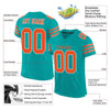 Maxcorners Custom Aqua Orange-White Mesh Authentic Football Jersey LM2605