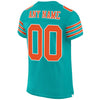 Maxcorners Custom Aqua Orange-White Mesh Authentic Football Jersey LM2605