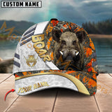 Maxcorners Hunting Cap White Orange Camo With Golden Line Personalized Name 3D Cap (Deer/Moose/Elk/Boar)