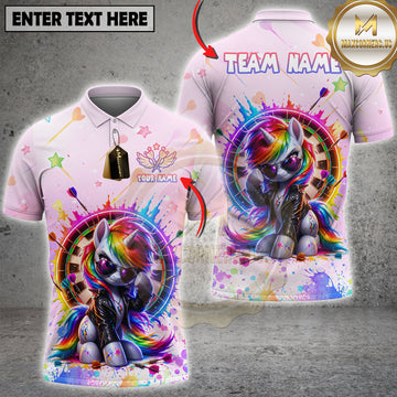 Maxcorners Unicorn Darts Rainbow Splash Cool Style Multi Options Personalized Name, Team Name 3D Shirt