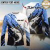 Maxcorners Fishing Splash Blue White Long Sleeve Shirt Jumping Splash Water Graphic Personalized Name, Team Name Long Sleeve Shirt ( 6 Breeds)