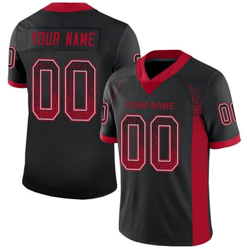 Maxcorners Custom Black Red-Gray Drift Fashion Football Jersey LM2605